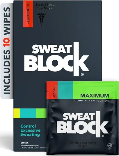 SweatBlock Max Clinical Antiperspirant Wipes For Excessive Sweating & Hyperhidrosis