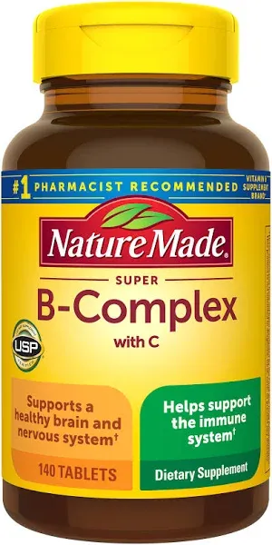 Nature Made Super B-Complex with Vitamin C and Folic Acid, 60 Tablets