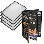 4-PCS Menu Covers 8.5 x 11 Inch Menu-Holder - 4 Page 8 View Restaurant Menu B...