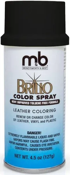 Moneysworth & Best Brillo Leather/Vinyl/Plastic Color Re Spray Dye/Paint 12 oz, Black