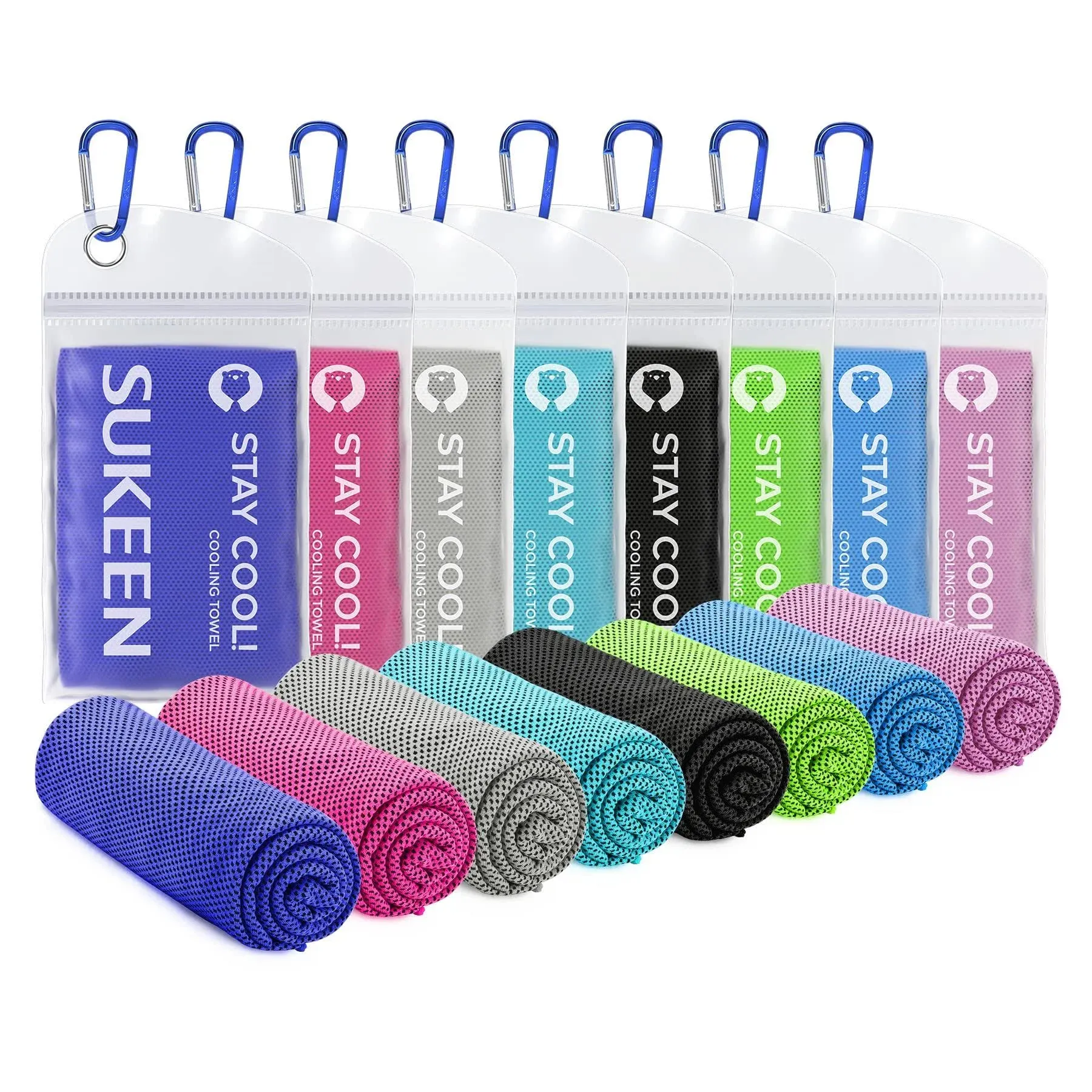 Sukeen Cooling Towel, Instant Evaporative for 40&#034; x 12&#034;, 8pack Collection 