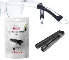 Setex Gecko Grip Temple Tip Grips for Glasses, (2 Black Pairs) USA Made, Innovative Microstructured Fibers Tips, 49mm Length & 7mm Width