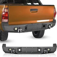 Nilight Rear Step Bumper for 2005 2006 2007 2008 2009 2010 2011 2012 2013 2014 2015 Toyota Tacoma Full Width Pickup Truck Textured Black Solid Steel Off-Road 18W Lights D-Rings, 2 Years Warranty