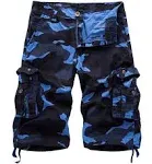 AOYOG Men's Camo Cargo Shorts Relaxed Fit Multi-Pocket Outdoor Camouflage Cargo Shorts Cotton