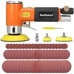 NuoDunco 1/2/3 Inch Mini Random Orbital Air Sander Kit Industrial Grade Pneumatic Sander for Auto Body Work with 60 Pcs 1&quot;2&quot;3&quot; Hook &amp; Loop Sanding