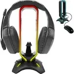 Tilted Nation Gaming Headset Stand with RGB and USB 3.0 (Black)