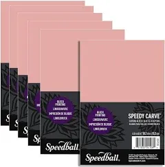 Speedball Speedy-Carve Block Printing Carving Rectangle, Pink, 4 x 6 Inches for