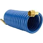 RecPro RV Exterior Shower Hose | 15' Blue Coiled Hose | Optional Flexible Quick Connect Sprayer | UV Resistant (No Sprayer)