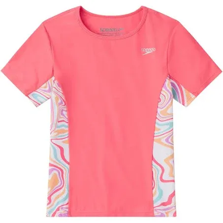 Speedo Girl's UV Swim Shirt Short Sleeve Printed Rashguard