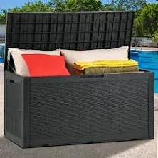 YITAHOME 100 Gallon Large Resin Deck Box Outdoor Storage Boxes for Patio Furniture, Outdoor Cushions,Lockable (Black)