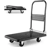 440 lb. Folding Push Cart Dolly with Swivel Wheels and Non-Slip Loading Area