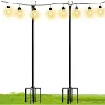 WaLensee 9.4 FT String Light Poles with Hook for Hanging String Lights for