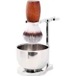 Shaving Brush Set for Men, 3Pcs Wooden Handle Shaving Brush with Stand and Steel