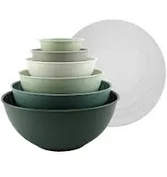 Mixing Bowls with TPR Lids - 12 Piece Plastic Nesting Bowls Set Includes 6 Prep 