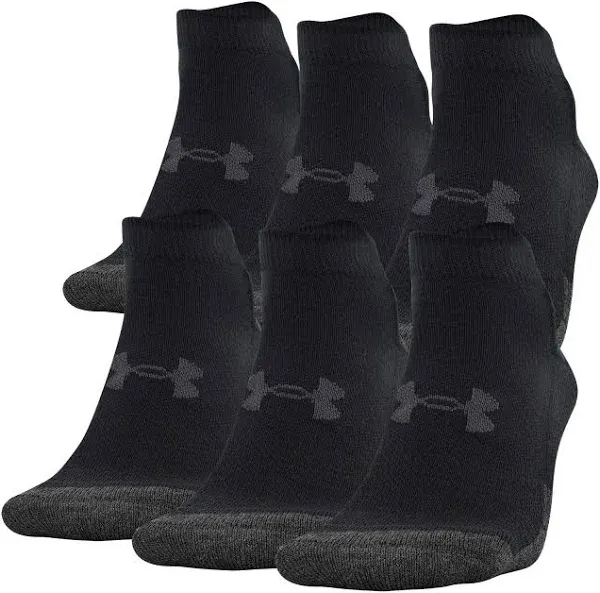 6 Pair Under Armour UA Performance Tech LOW CUT Sock WHITE Men&#039;s LARGE