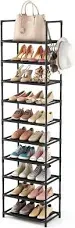 10 Tiers Tall Shoe Rack 20-25 Pairs Boots Organizer Storage Sturdy Narrow Shoe S