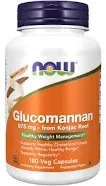 NOW Suplementos, Glucomanano (Amorphophallus konjac) 575 mg, Apoya la Regularidad*, Control de Peso Saludable*, 180 Cápsulas Vegetales