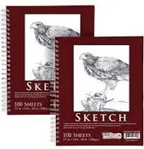 U.S. Art Supply Soft Cover Sketch Book 100 Sheets 5.5&#034;x8.5&#034; 60lb. (100g/m2)