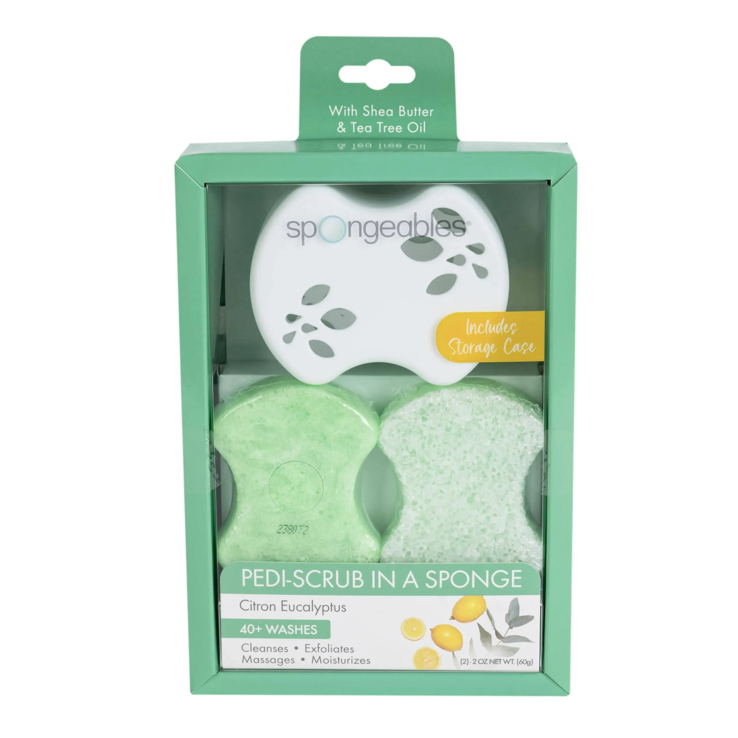 Spongeables Pedi Scrub 40+ Washes with Case, Citron Eucalyptus