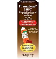 Primatene Mist Epinephrine Inhalation Aerosol Bronchodilator