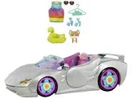 Barbie Car, Barbie Extra Car, Sparkly Silver 2-Seater Toy Convertible