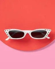 xo, Fetti White Bedazzled Cat Eye Sunglasses | White Bachelorette Party Favor, Bridesmaid Sunnies Gift, y2k Birthday Party Decorations + Cool Halloween Costume