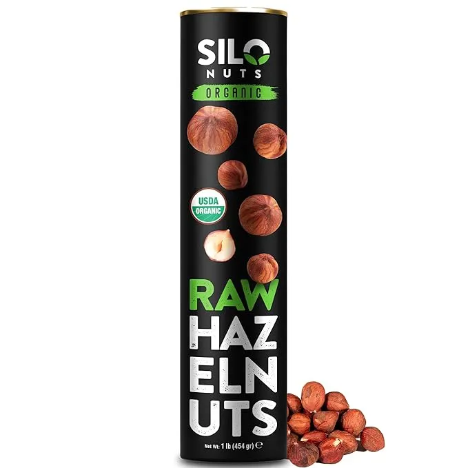 SILO Nuts, Organic Hazelnuts, Raw, 454 gr, Whole, Turkish Origin, Natural, with Skin