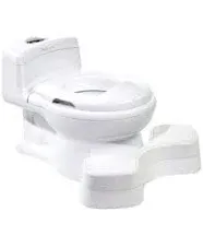 The First Years Super Pooper Potty Training Toilet Plus Potty Seat with Foot Rest — White — 2-in-1 Toddler Toilet Seat and Potty Chair