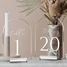 JINMURY Frosted Arch Table Numbers for Wedding, 5x7 Inch Arched Acrylic Table Numbers 1-10 with Acrylic Stands, Frosted Acrylic Arch Tabletop Sign with Holder for Centerpiece, Reception, Wedding,