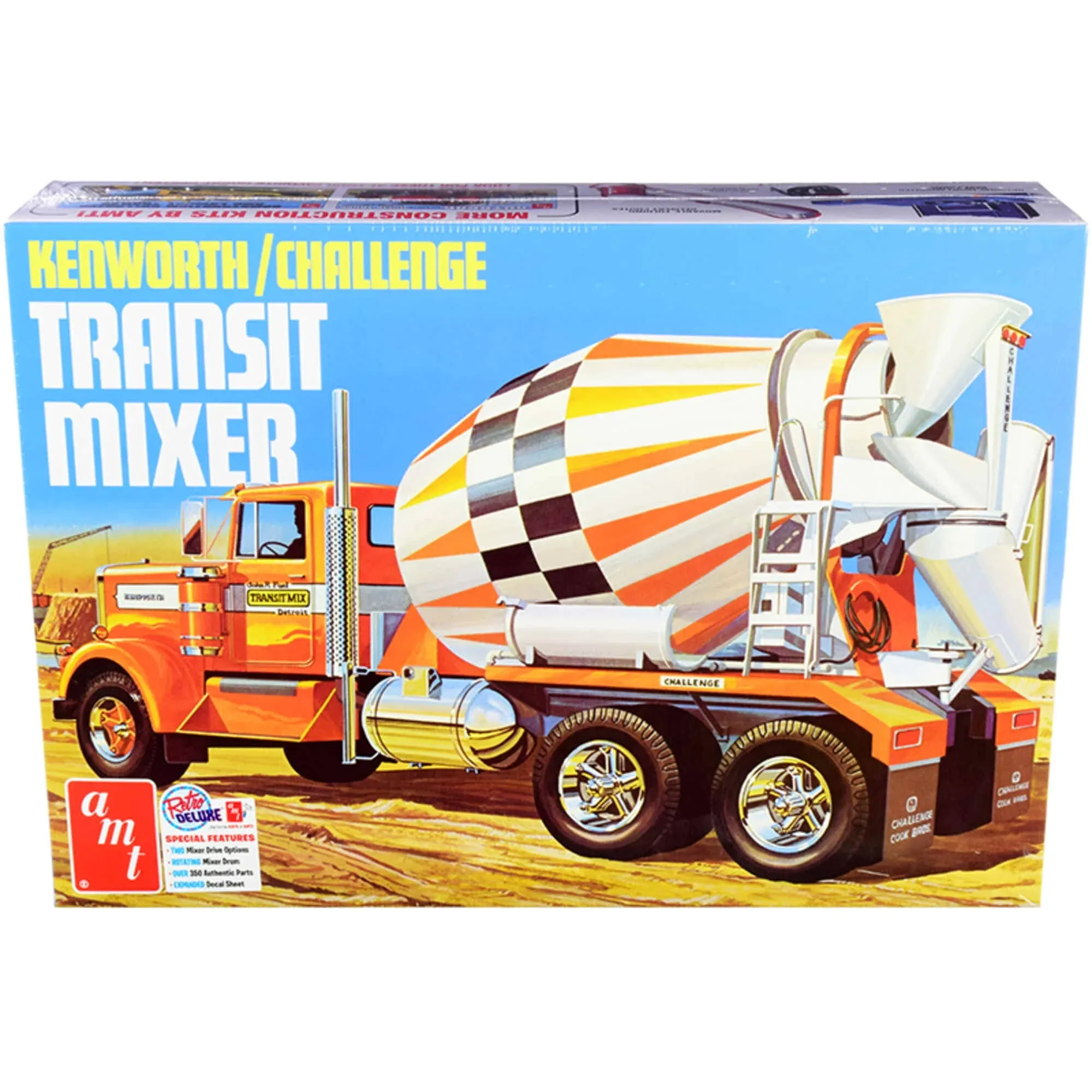 Round 2 Unknown AMT Kenworth/Challenge Transit Cement Mixer 1:25 Scale Model Kit (AMT1215)