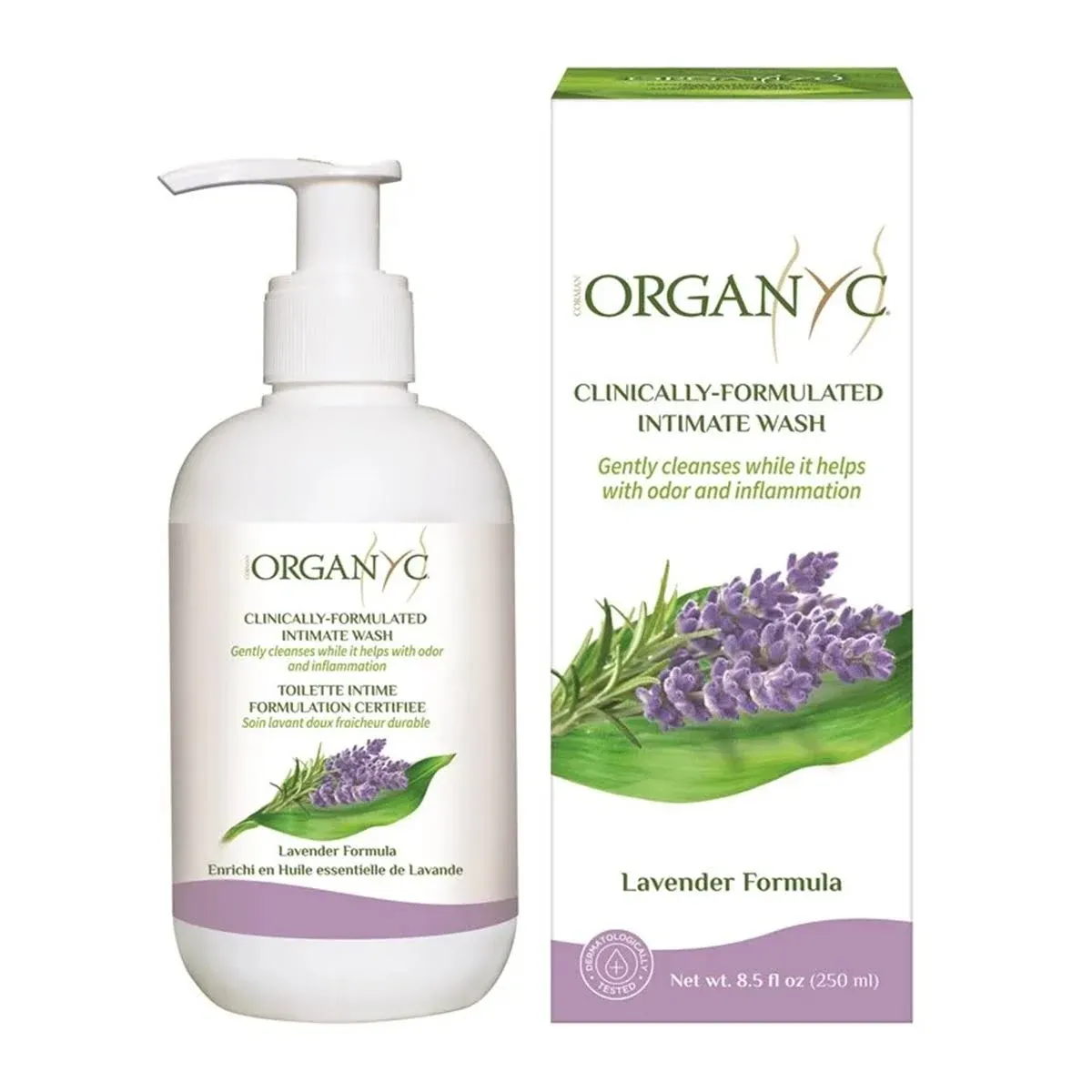 Organyc Feminine Hygiene and Intimate Wash with Lavender, 250 ML