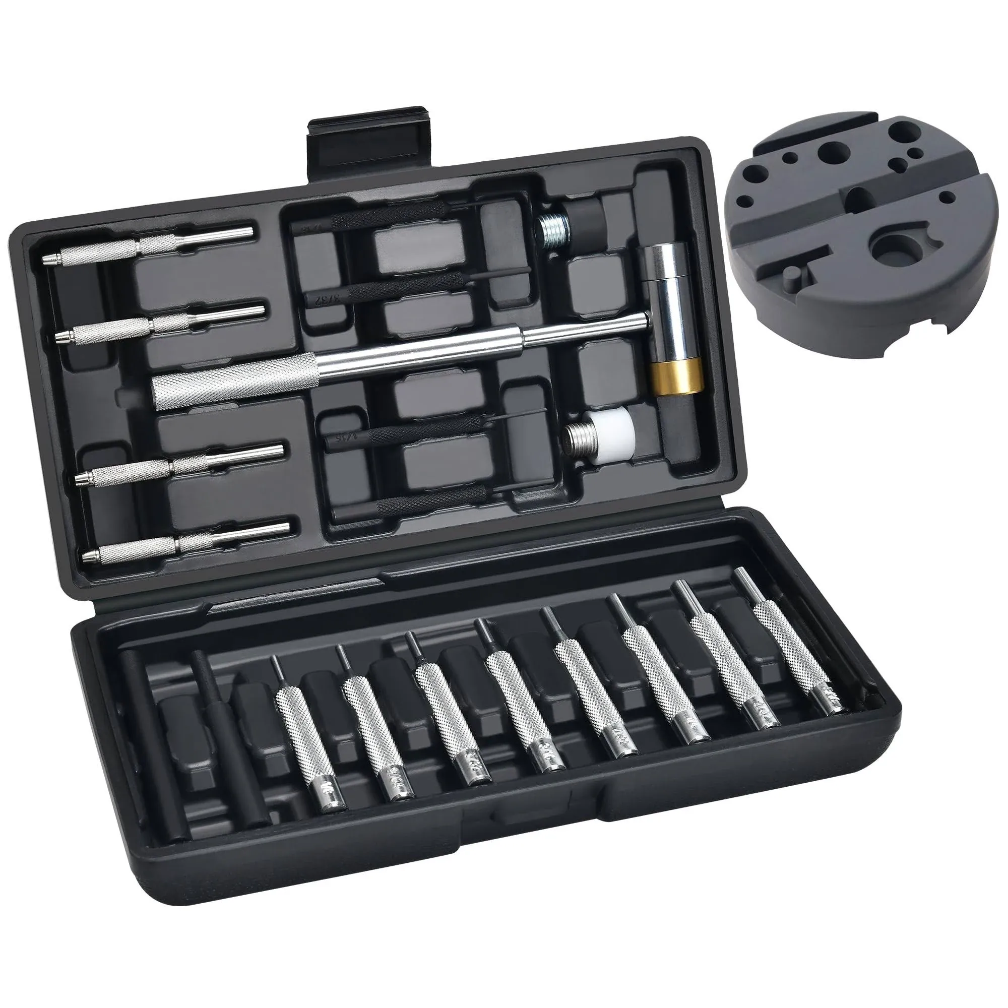 W WIREGEAR Punch Set and Punch Set Hammer with Detachable Heads, Punch Set wi...