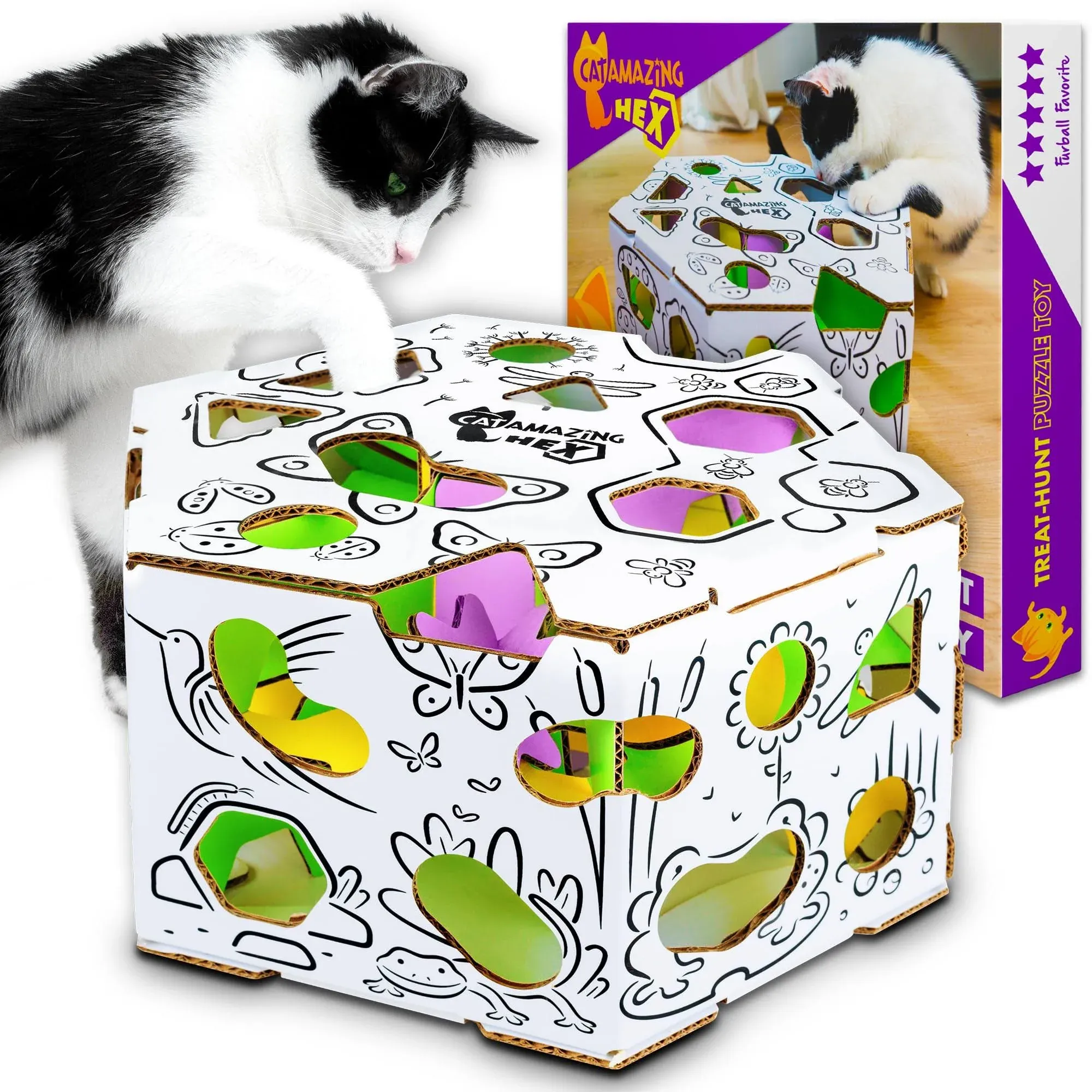 Interactive Treat Maze - Cat Treat Puzzle Box- Treat-Hunt Puzzle Toy NEW