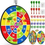 Doloowee 29'' Large Dart Board for Kids, Boys Toys Double Sided Dartboards with 20 Velcro Sticky Balls and 8 Darts, Indoor Outdoor Party Games Toys Gifts for 3 4 5 6 7 8 9 10 11 12 Year Old Boys Girls