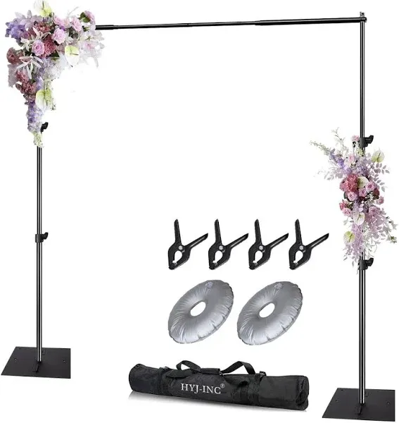 Pipe and Drape Photography Backdrop Stand Kit Adjustable Photo Background Stand 10ft x 8.5ft with Metal Base for Parties Weddings Birthday Party Events Photo Booth with 4 Clamps,Carrying Bag.