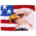 Latch Hook rug Kit Eagle &amp; American Flag patriotic 4th July USA NEW 15” x 20”