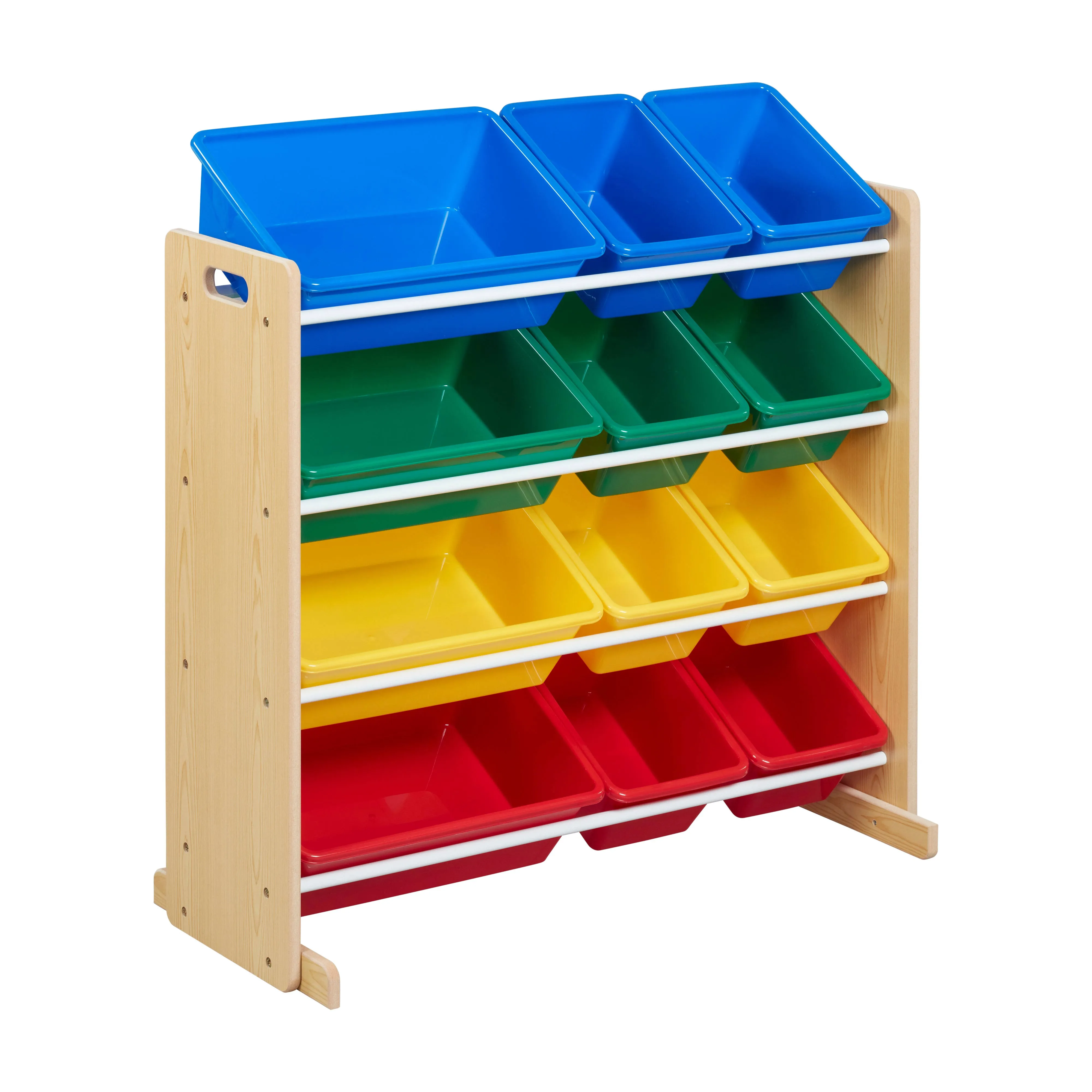 ECR4Kids 4-Tier Organizer with 12 Bins, Natural/Primary