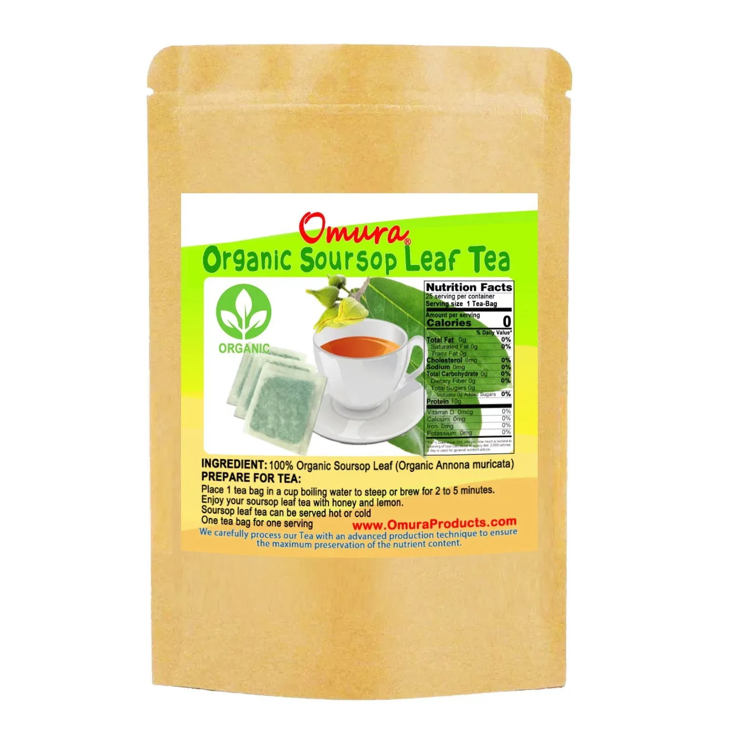 Premium 40 Soursop Graviola Leaf Tea Bags, 100% Natural+Pure from Soursop Leaves, Handmade, Made With Natural Materials-Corn Fiber Tea Bag, Sugar/Caffeine/Gluten Free, Hoja Guanabana Tea