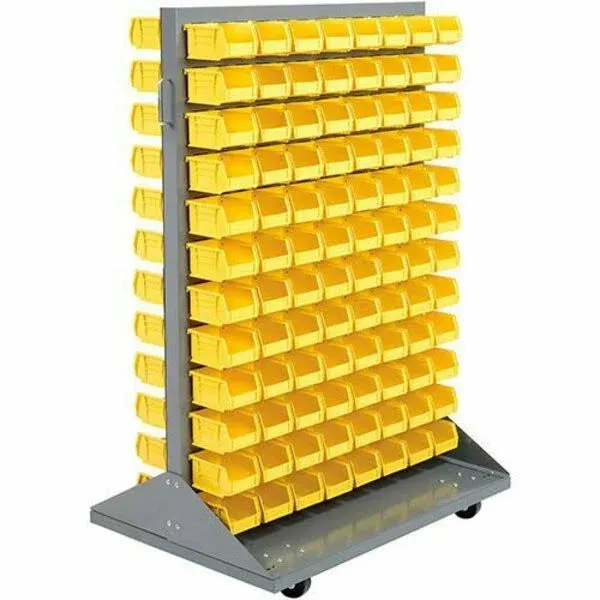 Mobile Double Sided Floor Rack - 192 Yellow Stacking Bins 36 x 54