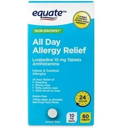 Equate Allergy Relief Loratadine Tablets 10 mg Antihistamine 300 Count