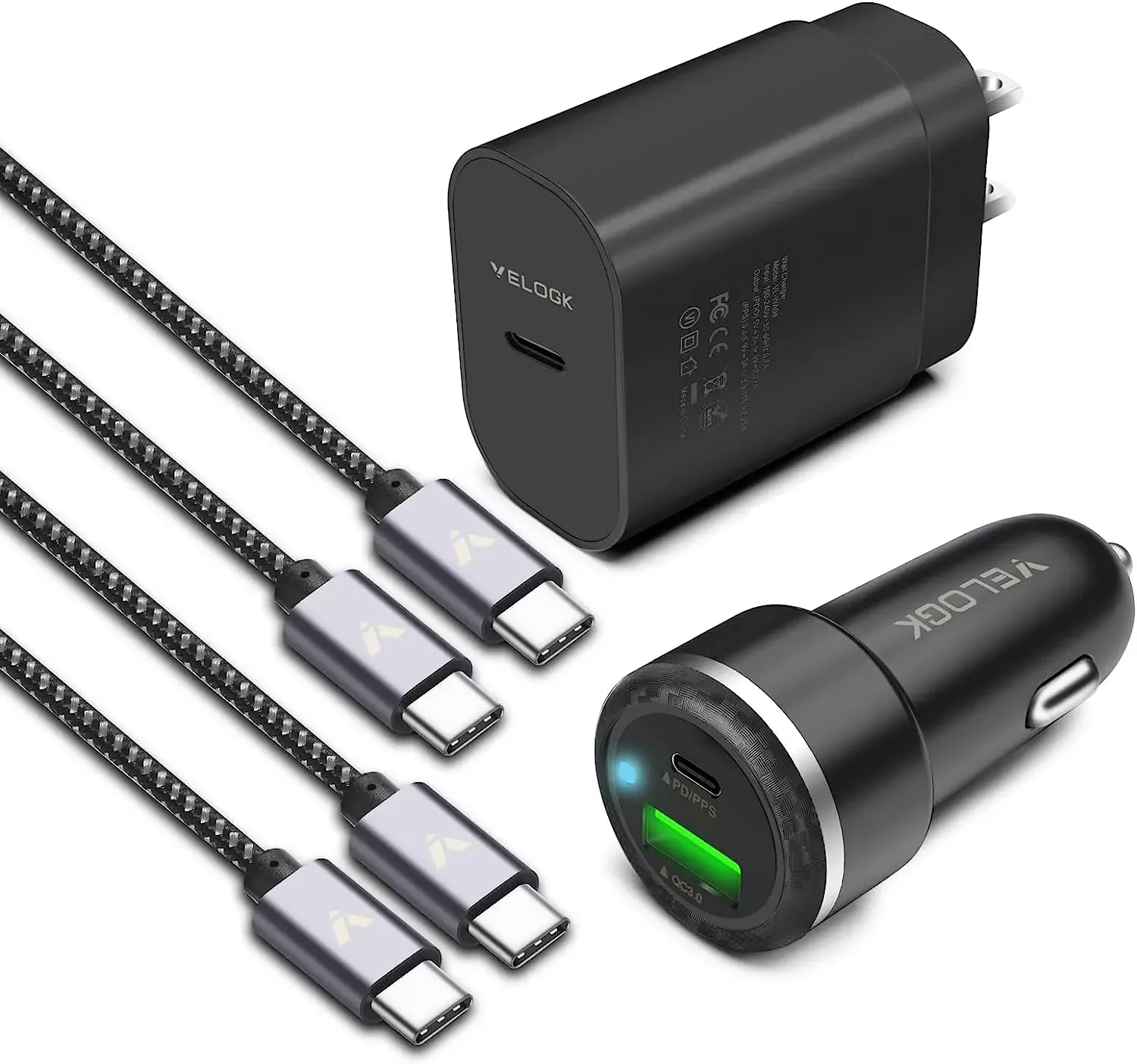 Super Fast Charger Type C Kit Velogk 25W PD PPS USB C Wall/car Charger for Samsung Galaxy S24/S23 Ultra/s23+/S23/S22/S21/s20/plus/Ultra/fe/note 20