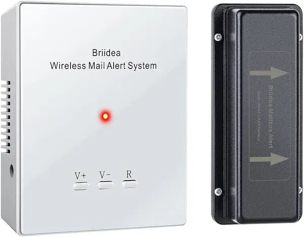 Mailbox Alarm, Briidea 500ft Wireless Mailbox Alert with LED Light Flashing and Sound Reminders