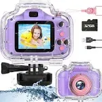 Miiulodi Gift for 4 5 6 7 8 9 10 Girls Kids Waterproof Camera Christmas Birthday Gifts Children Digital H D Underwater Video Recorder Cameras for Tod