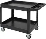 Utility Carts with Wheels, 45 X25 Inch 500 lbs Heavy Duty Rolling Food Service Cart, 2 Shelf W/Deep Plastic Utility Cart Work Cart Extra Large for Commercial Maintenance, Garage, Shop