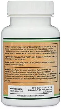 S-Acetyl L-Glutathione Capsules - 100mg, Manufactured and Tested in The USA,... 