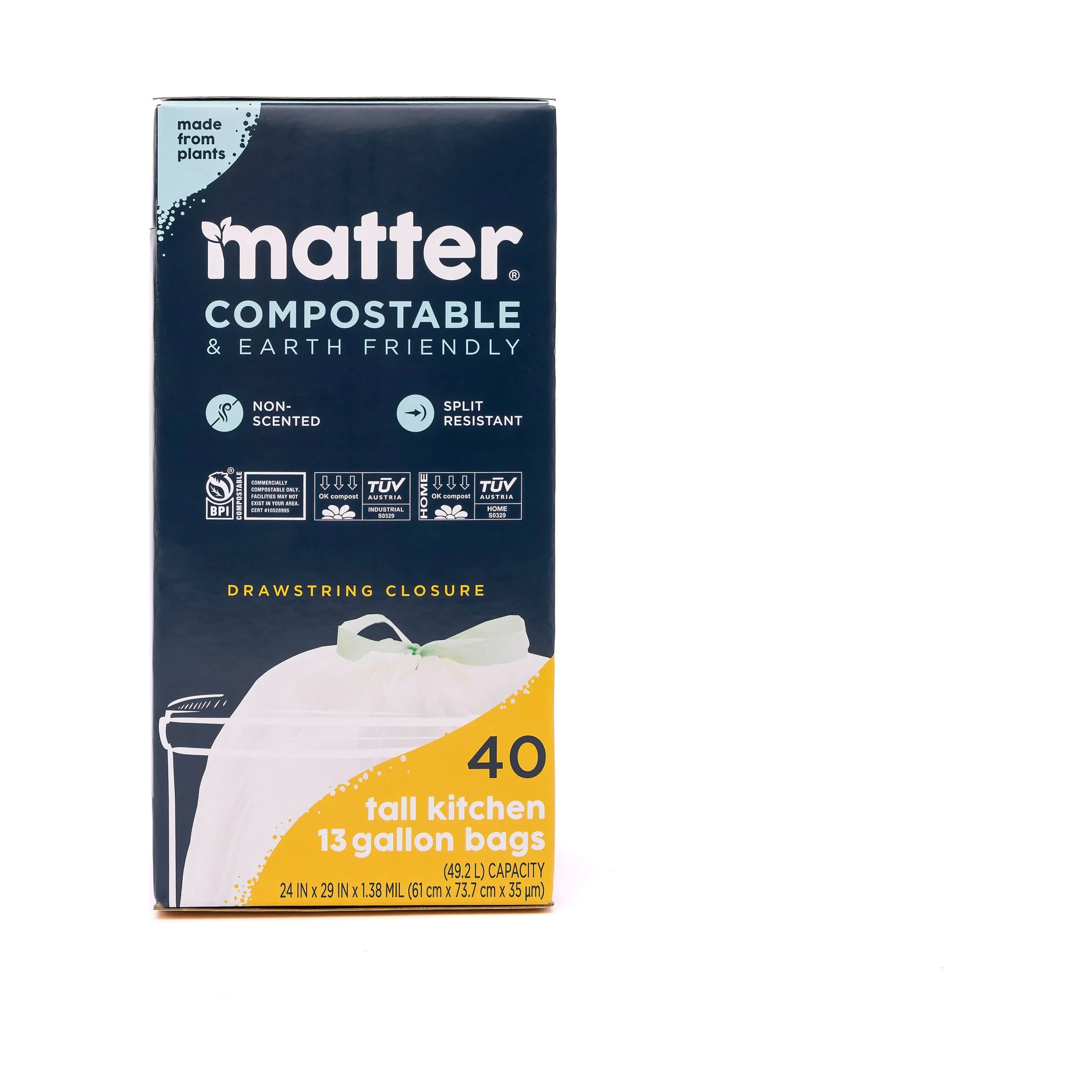 Matter Compostable Tall Kitchen Trash Bags - 13 Gallon/40ct