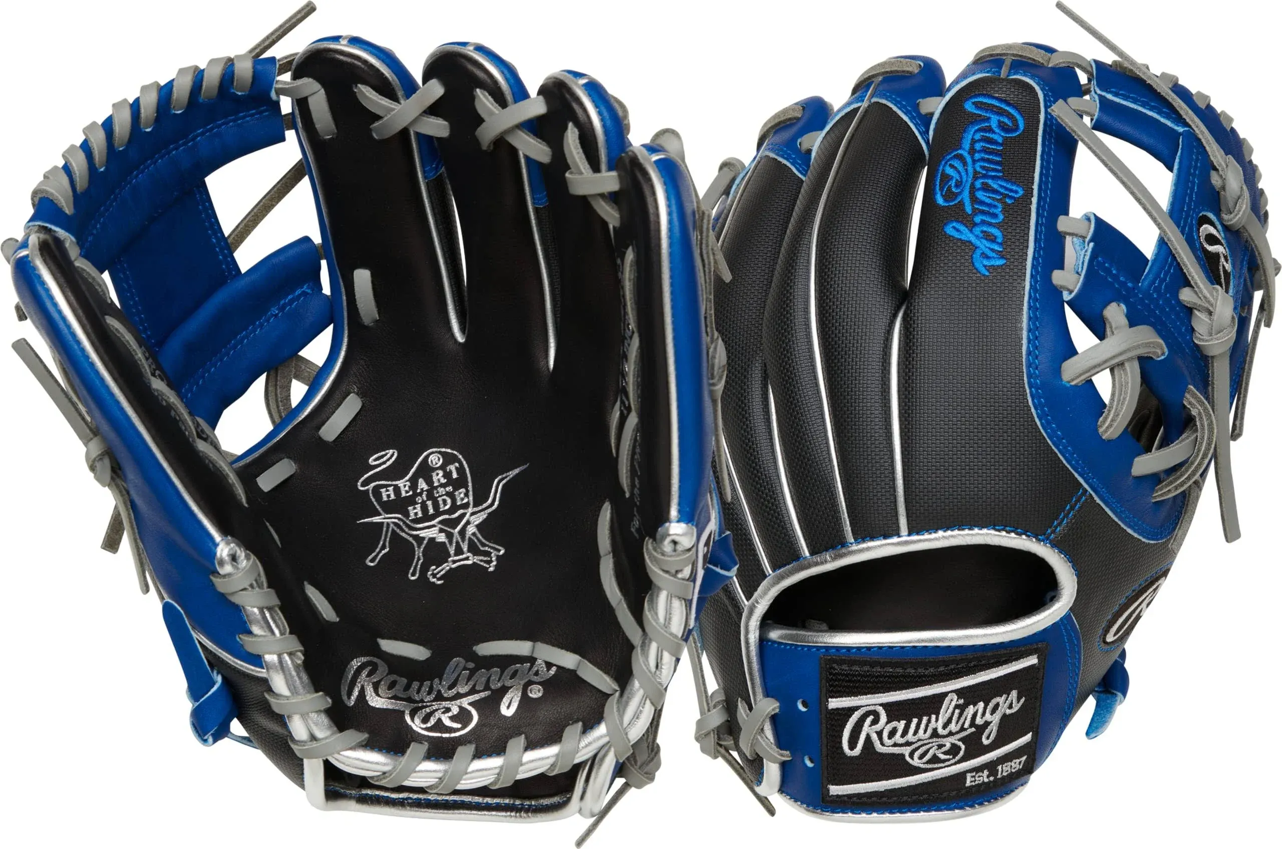 New Rawlings Heart Of The Hide PRO204-2BRS Baseball Glove RHT 11.5&#034; Blk/Blue