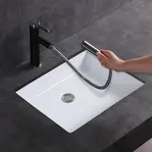 MEJE 14'' Glossy White Ceramic Rectangular Bathroom Sink with Overflow