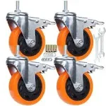 Heavy Duty Dual Locking No Noise PVC Threaded Stem Caster Wheels