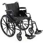 Karman LT-700T 20 inch Height Adujustable Seat 36 lbs. Lightweight Steel Wheelchair with Removable Armrest